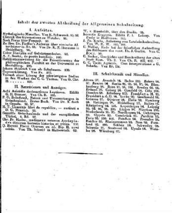 Inhaltsverzeichnis der Allgemeinen Schulzeitung : [August 1828, Heft 92 - 105]