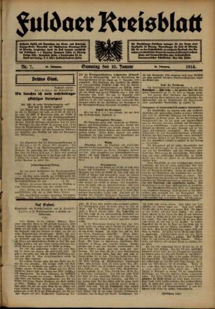 Dritte Ausgabe vom Samstag, den 10. Januar 1914.