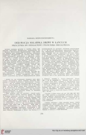 19: Dekoracja malarska drzwi w Łańcucie : Przyczynek do działalności Franciszka Smuglewicza