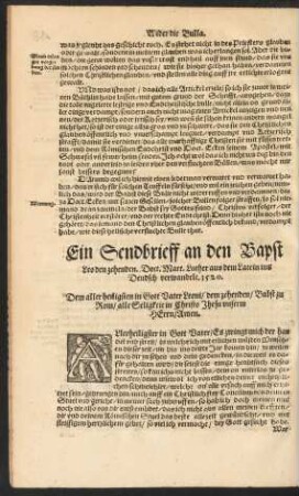 Ein Sendbrieff an den Bapst Leo den zehenden ...