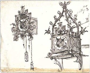 Hauberrisser, Georg von; u. a. Deutschland; Österreich; Skizzen - Wanduhren (Perspektiven)