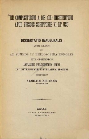 De compositorum a dis (di) incipientium apud priscos scriptores vi et usu