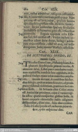Cap. XLIX. De Scythopoli Oppido, Et monte Casio
