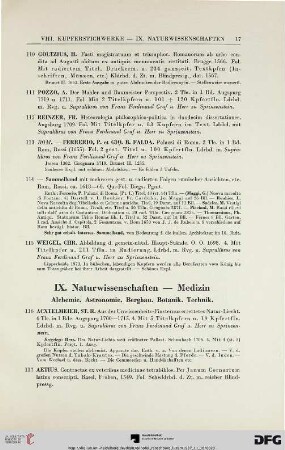IX. Naturwissenschaften – Medizin (Nr. 116-152)