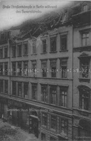 Zerstörtes Haus in der Blumenstraße, Revolutionskämpfe 1919