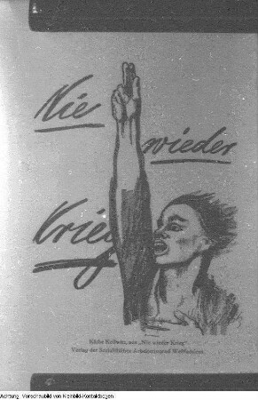 Moritzburg. Käthe Kollwitz Haus (Rüdenhof). "Nie wieder Krieg" von Käthe Kollwitz (Repro), 1967