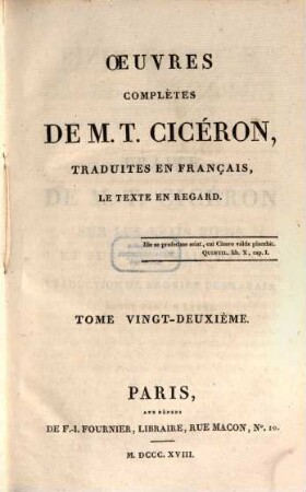Oeuvres complètes de M. T. Cicéron, 22. Ouvrages philosophiques
