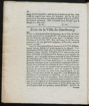 Pour de la Ville de Hambourg