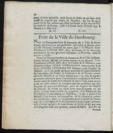Pour de la Ville de Hambourg