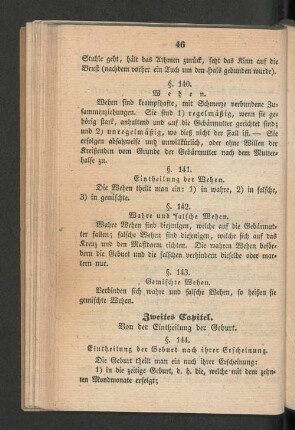 Zweites Capitel. Von der Eintheilung der Geburt.