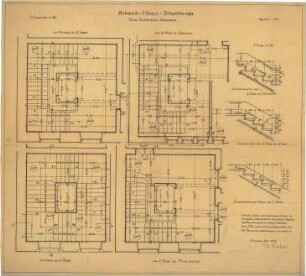 Fischer, Theodor; Stuttgart; Gustav-Siegle-Haus - Treppenhaus Süd (Grundrisse); Treppenstufen (Schema)