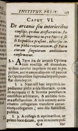 Caput VI. De arcanis seu interioribus consiliis ...