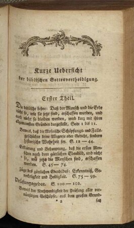 Kurze Uebersicht der biblischen Gottesvertheidigung.