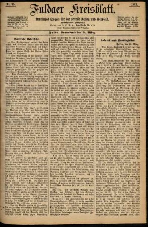 Erste Ausgabe vom Samstag, den 24. März 1883.