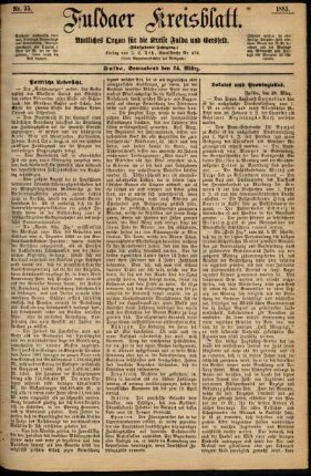 Erste Ausgabe vom Samstag, den 24. März 1883.