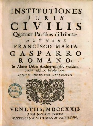 Institutiones juris civilis quatuor partibus distributae