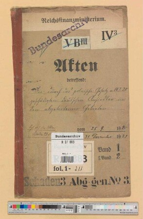 Kriegsschäden Deutscher in den abgetretenen Gebieten.- Geschädigte deutsche Ansiedler durch das polnische Gesetz vom 14. Juli 1920: Bd. 1