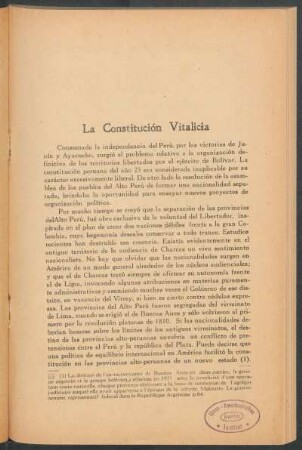 La constitución vitalicia