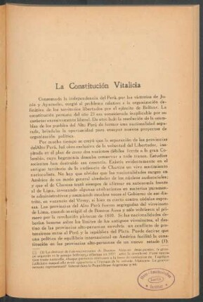 La constitución vitalicia