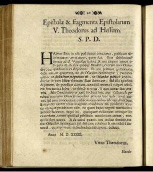 Epistola Viti Theodori ad Hessum.