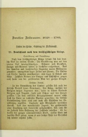 Zweiter Zeitraum: 1648-1789. Sinken des Reichs. Erhebung der Fürstenmacht