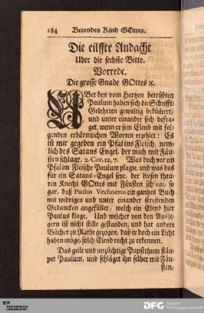 Die eilffte Andacht. Uber die sechste Bitte.