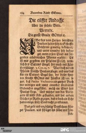 Die eilffte Andacht. Uber die sechste Bitte.