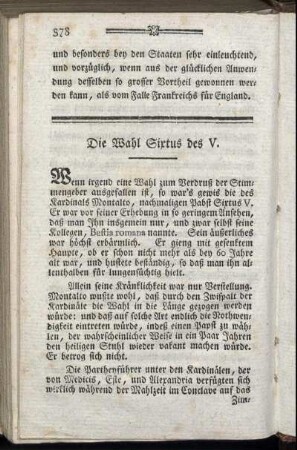 Die Wahl Sixtus des V.