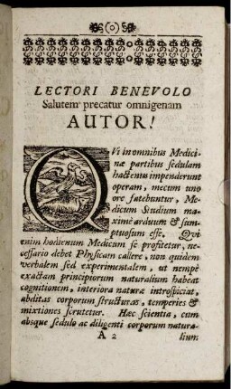 Lectori Benevolo Salutem precatur omnigenam Autor!
