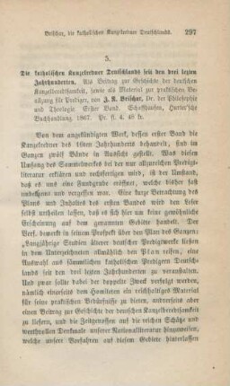 297-306 [Rezension] Brischar, Johann Nepomuk, Die Kanzelredner des 16. Jahrhunderts
