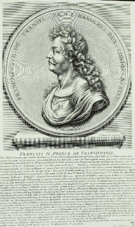 Bildnismedaillon des Franz Rakoczi II, Führer der ungar. Befreiungsbewegung, Fürst von Siebenbürgen und Regent von Ungarn im Profil