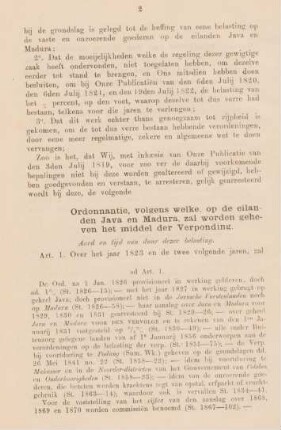 Ordonnantie, volgens welke, op de eilanden Java en Madura, zal worden geheven het middel der Verponding