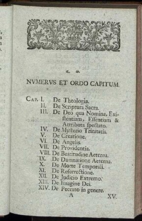 Numerus Et Ordo Capitum.
