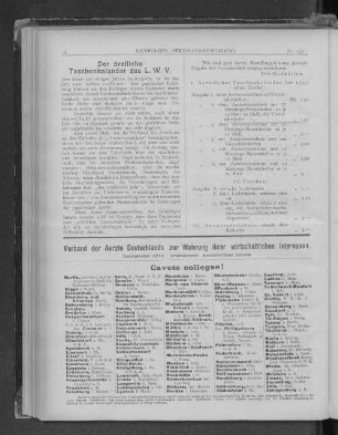 Der ärztliche Taschenkalender des L.W.V.