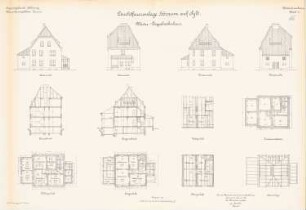 Leuchtfeueranlage, Hörnum: Wärter-Doppelwohnhaus: Ansichten, Grundrisse, Schnitte 1:100