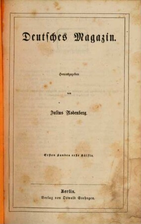Deutsches Magazin : ein illustrirtes Familienbuch. 1,1. 1861