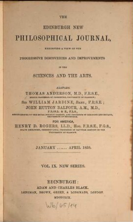 The Edinburgh new philosophical journal. 9, 9. 1859