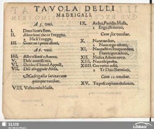 Tavoli delli Madrigali
