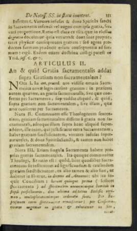 Articulus II. An & quid Gratia sacramentalis addat supra Gratiam non sacramentalem?