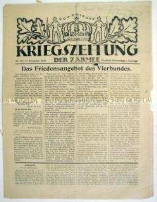 Feldzeitung der 7. Armee mit Nachrichten und Berichten von verschiedenen Frontabschnitten