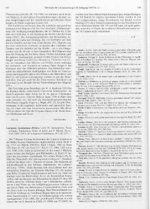 147-148 [Rezension] Lactance, Institutions divines: Livre IV