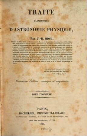 Traité élémentaire d'astronomie physique, 3