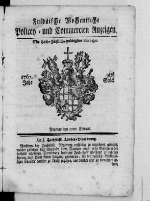 9tes Stück, Ausgabe vom 27. Februar 1767