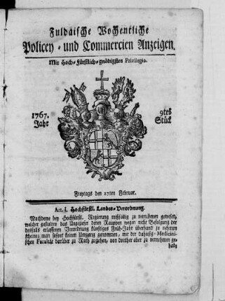 9tes Stück, Ausgabe vom 27. Februar 1767