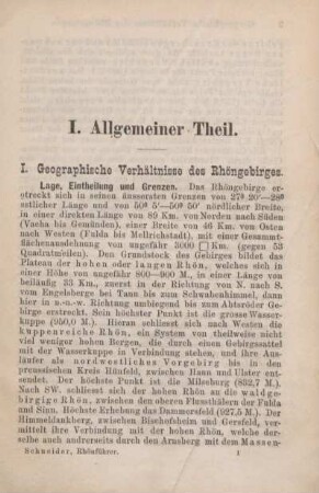 I. Geographische Verhältnisse des Rhöngebirges.