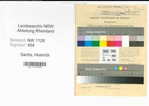 Entnazifizierung Heinrich Sachs , geb. 01.02.1912 (Polizist)