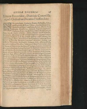 Literae Universa: Literae Reversales, dominis Commissariis ab Ordinibus Ducatus Prussiae date.