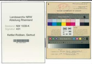 Entnazifizierung Gertrud Kettler-Robben , geb. 22.01.1910 (Verlegerin)