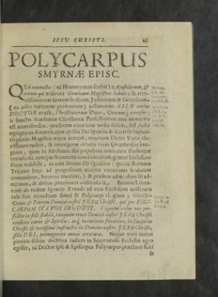 Polycarpus Smyrnae Episc.