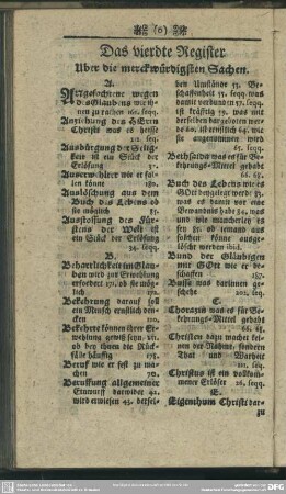 Das vierdte Register. Uber die merckwürdigsten Sachen